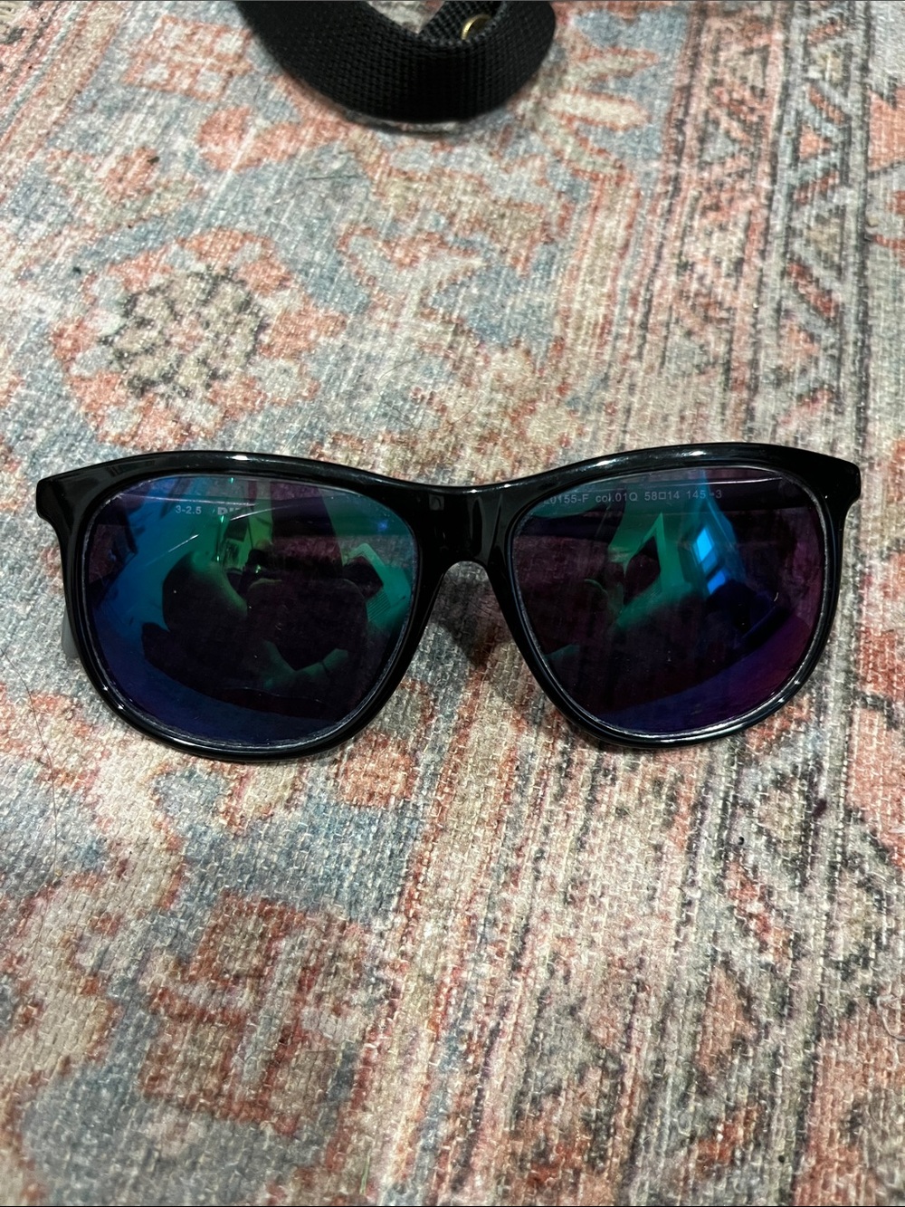 Diesel Men’s Black Frame Sunglasses with Blue-Green Mirrored Lenses